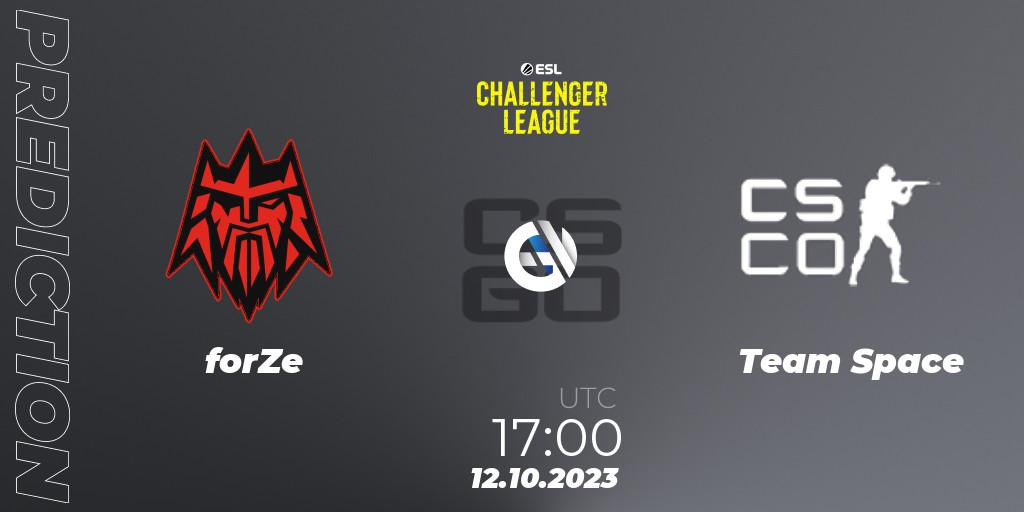 forZe vs Team Space: Match Prediction. 12.10.2023 at 17:00, Counter-Strike (CS2), ESL Challenger League Season 46: Europe