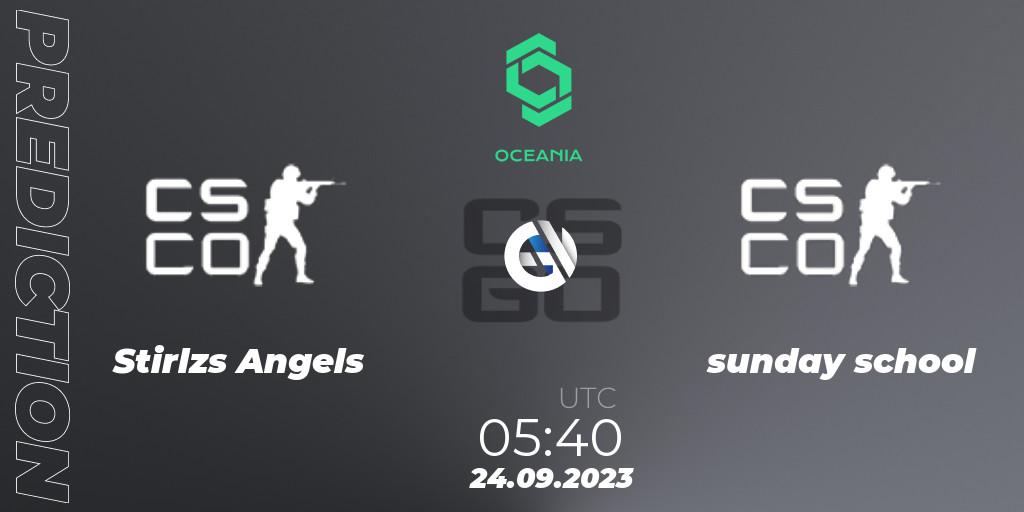 Stirlzs Angels vs sunday school: Match Prediction. 24.09.2023 at 05:40, Counter-Strike (CS2), CCT Oceania Series #2