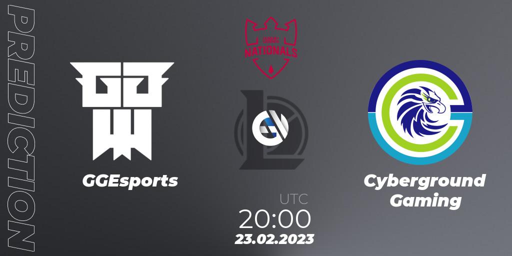 GGEsports vs Cyberground Gaming: Match Prediction. 23.02.2023 at 20:00, LoL, PG Nationals Spring 2023 - Group Stage