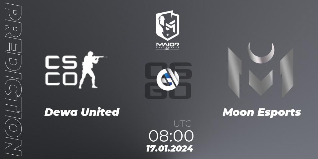 DEWA United vs Moon Esports: Match Prediction. 17.01.24, CS2 (CS:GO), PGL CS2 Major Copenhagen 2024 Asia RMR Open Qualifier