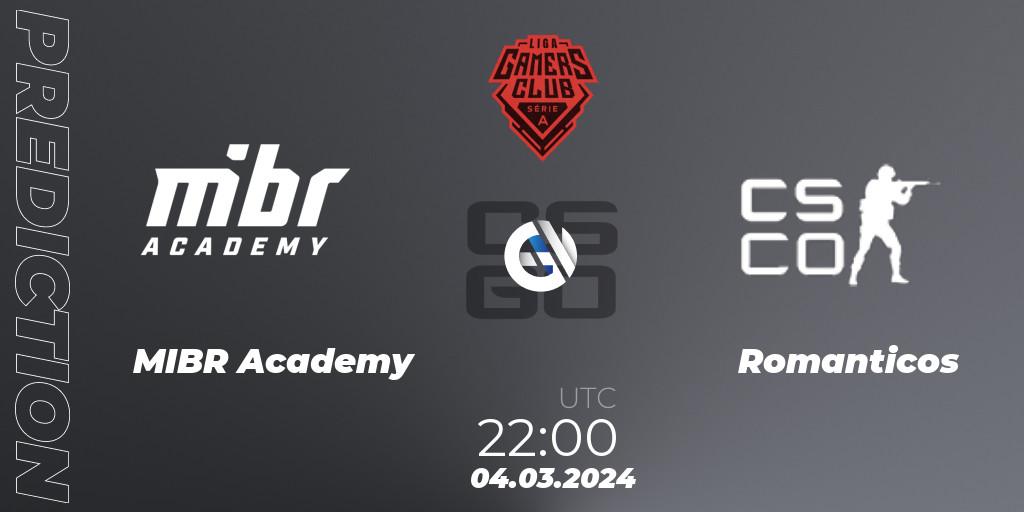 MIBR Academy vs Romanticos: Match Prediction. 04.03.2024 at 22:00, Counter-Strike (CS2), Gamers Club Liga Série A: February 2024