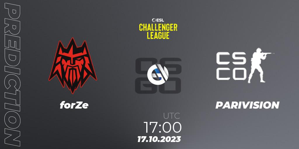 forZe vs PARIVISION: Match Prediction. 17.10.2023 at 17:00, Counter-Strike (CS2), ESL Challenger League Season 46: Europe