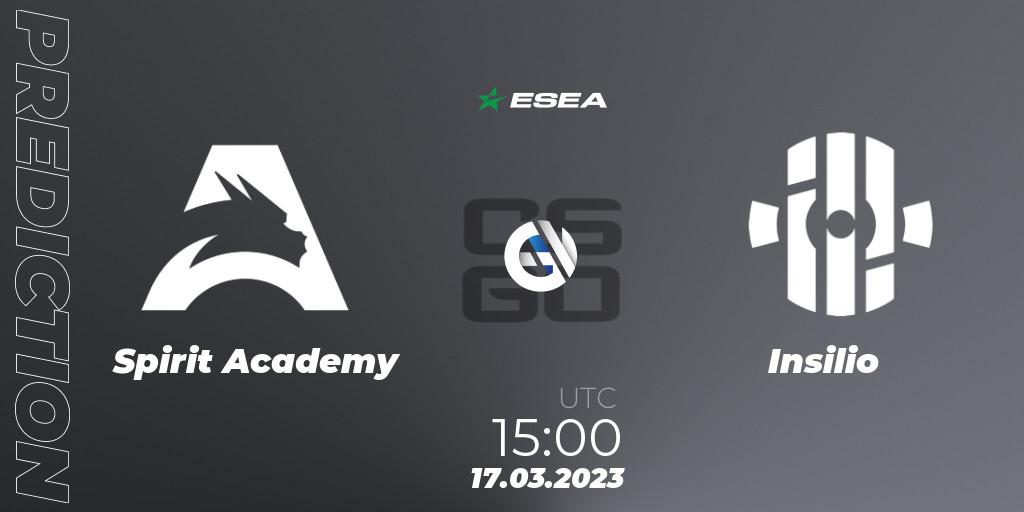 Spirit Academy vs Insilio: Match Prediction. 17.03.2023 at 15:00, Counter-Strike (CS2), ESEA Season 44: Advanced Division - Europe