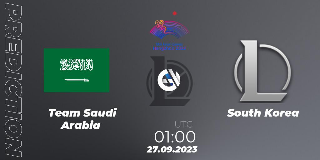 Team Saudi Arabia vs Korea Team: Match Prediction. 27.09.2023 at 01:00, LoL, 2022 Asian Games