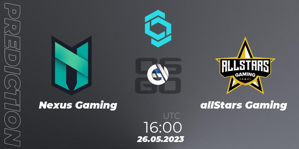 Nexus Gaming vs allStars Gaming: Match Prediction. 26.05.2023 at 16:00, Counter-Strike (CS2), CCT North Europe Series 5 Closed Qualifier