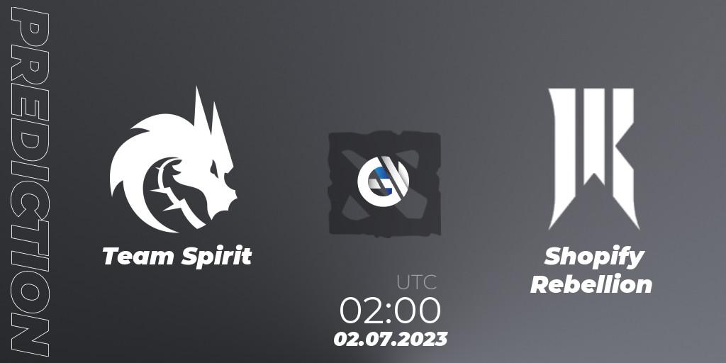 Team Spirit vs Shopify Rebellion: Match Prediction. 02.07.23, Dota 2, Bali Major 2023 - Group Stage