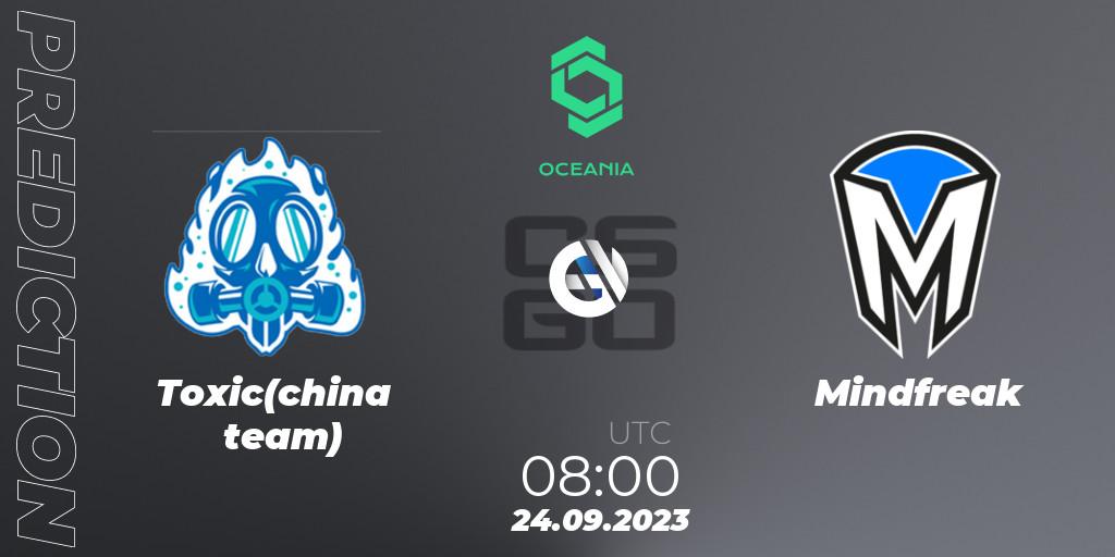 Toxic(china team) vs Mindfreak: Match Prediction. 24.09.23, CS2 (CS:GO), CCT Oceania Series #2