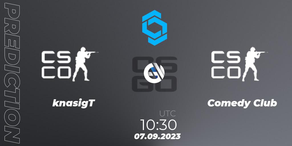 knasigT vs Comedy club: Match Prediction. 07.09.2023 at 10:30, Counter-Strike (CS2), CCT East Europe Series #2: Closed Qualifier