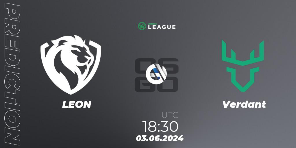 LEON vs Verdant: Match Prediction. 03.06.2024 at 18:30, Counter-Strike (CS2), ESEA Season 49: Advanced Division - Europe