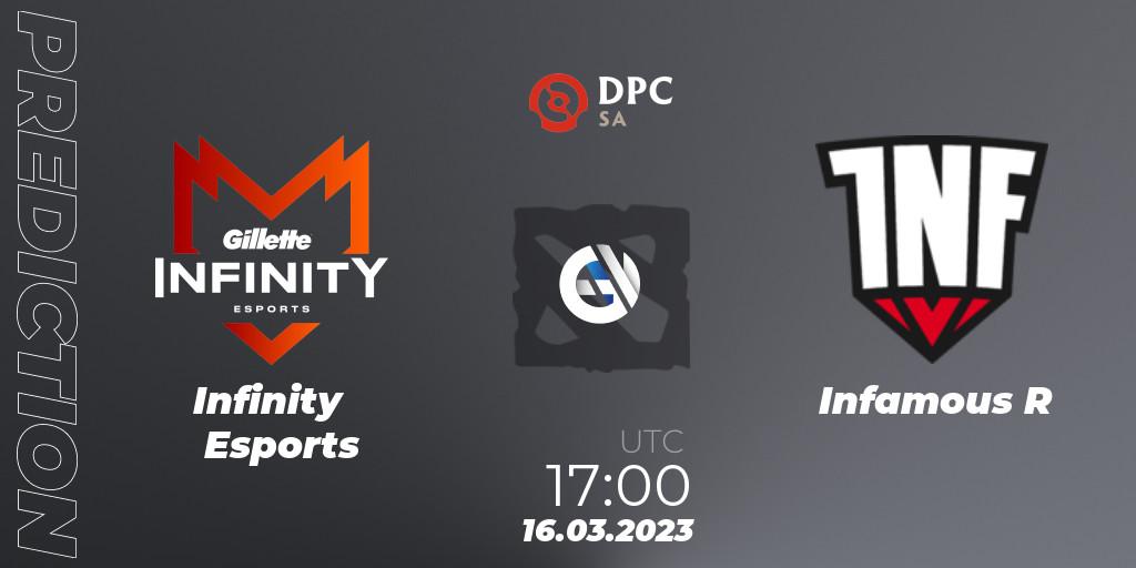 Infinity Esports vs Infamous R: Match Prediction. 16.03.2023 at 17:05, Dota 2, DPC 2023 Tour 2: SA Division I (Upper)