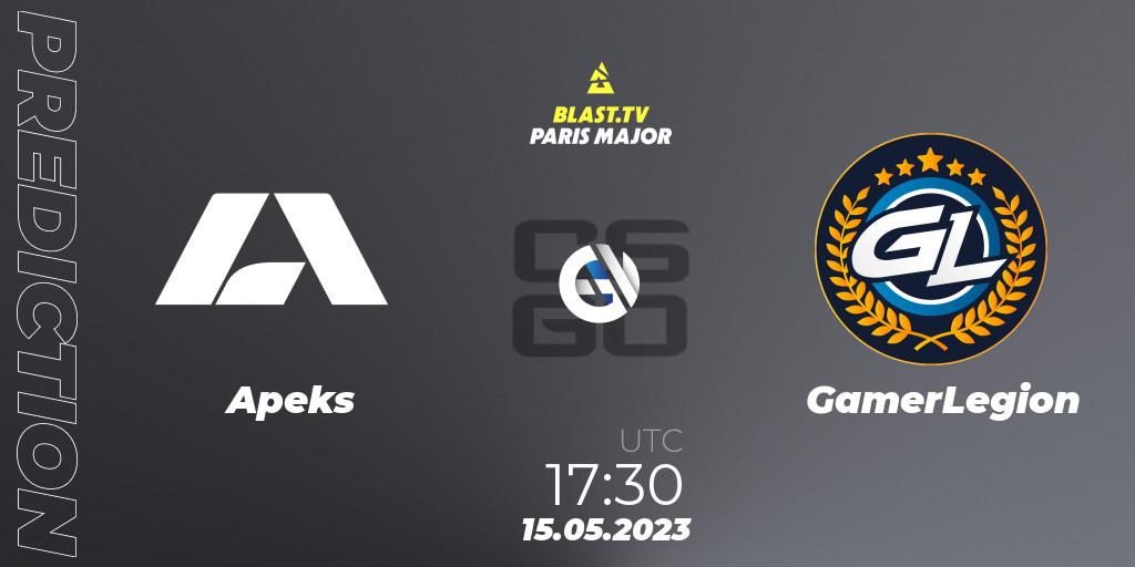 Apeks vs GamerLegion: Match Prediction. 15.05.2023 at 18:00, Counter-Strike (CS2), BLAST Paris Major 2023