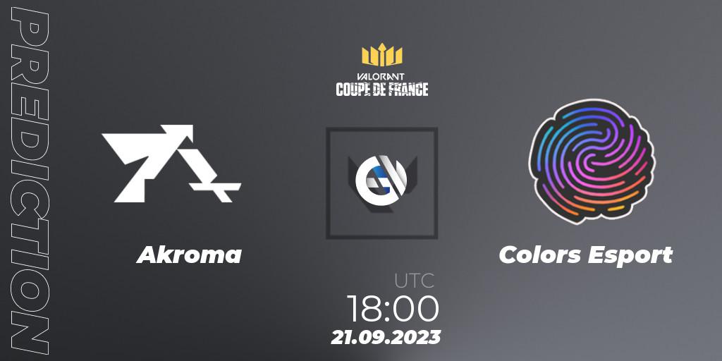 Akroma vs Colors Esport: Match Prediction. 21.09.2023 at 18:00, VALORANT, VCL France: Revolution - Coupe De France 2023