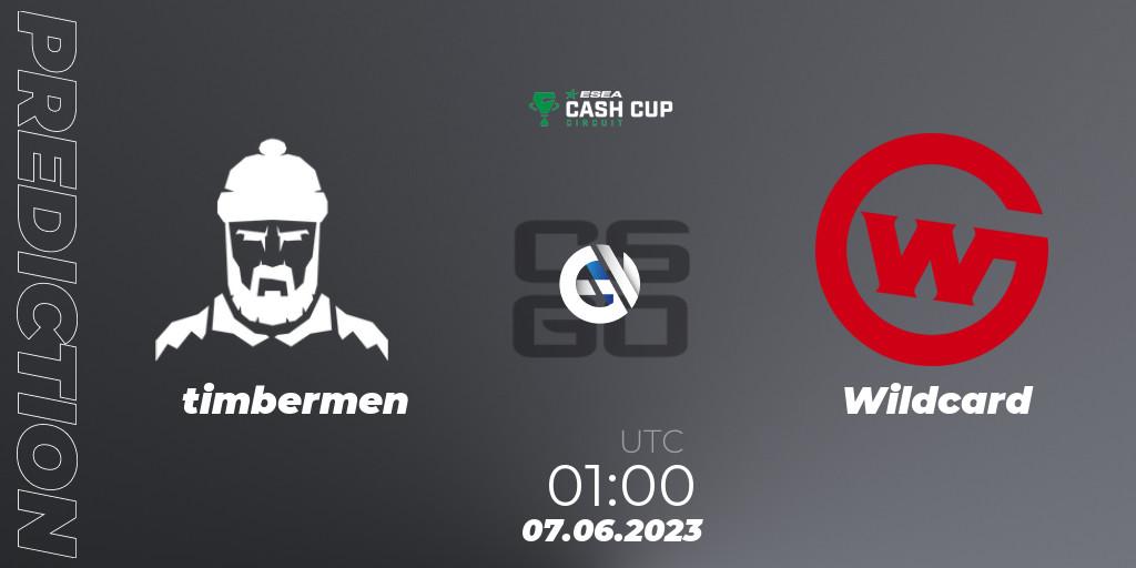 timbermen vs Wildcard: Match Prediction. 07.06.2023 at 01:00, Counter-Strike (CS2), ESEA Cash Cup Circuit Season 1 Finals