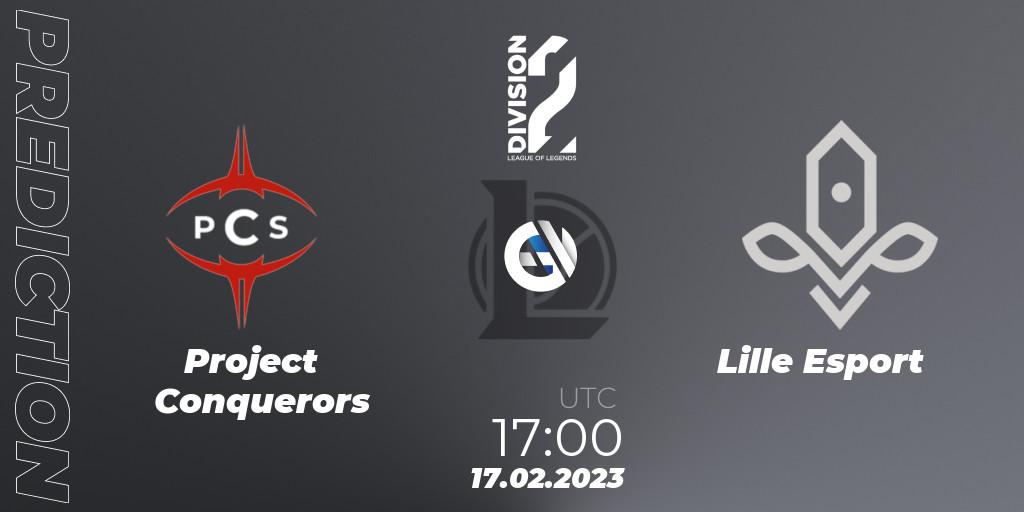 Project Conquerors vs Lille Esport: Match Prediction. 17.02.2023 at 17:00, LoL, LFL Division 2 Spring 2023 - Group Stage