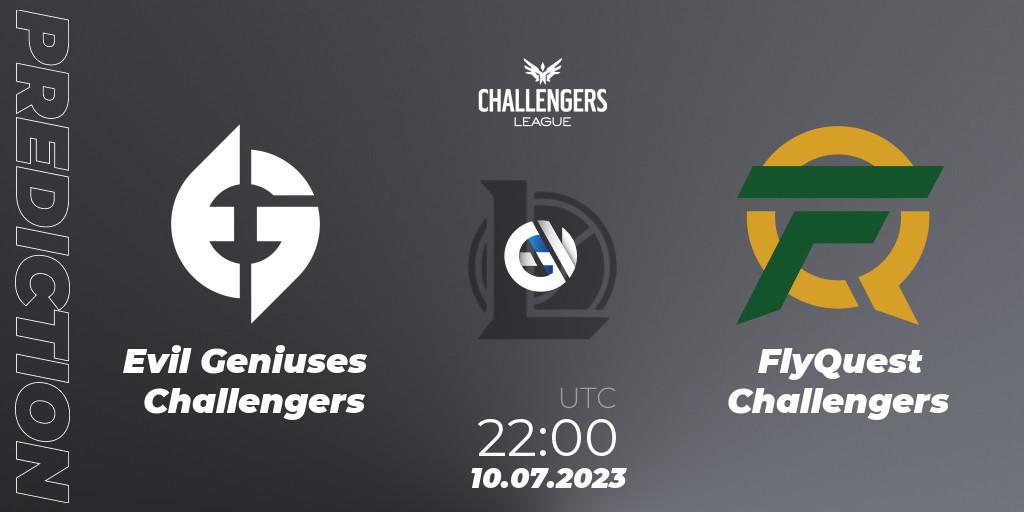 Evil Geniuses Challengers vs FlyQuest Challengers: Match Prediction. 11.07.23, LoL, North American Challengers League 2023 Summer - Group Stage