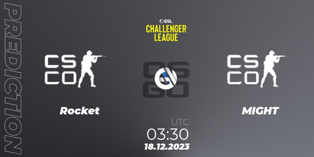Rocket vs MIGHT: Match Prediction. 18.12.2023 at 03:30, Counter-Strike (CS2), ESL Challenger League Season 46 Relegation: North America
