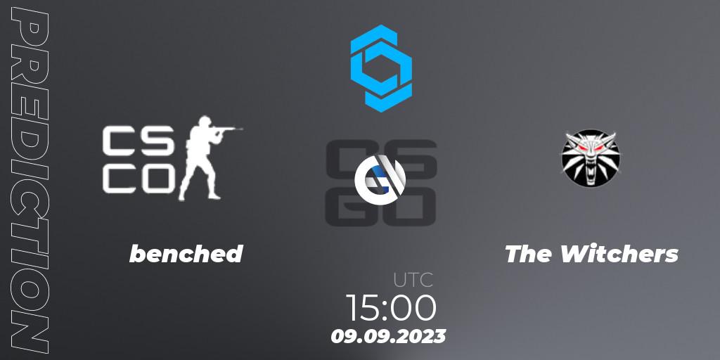  benched vs The Witchers: Match Prediction. 09.09.2023 at 15:00, Counter-Strike (CS2), CCT East Europe Series #2: Closed Qualifier
