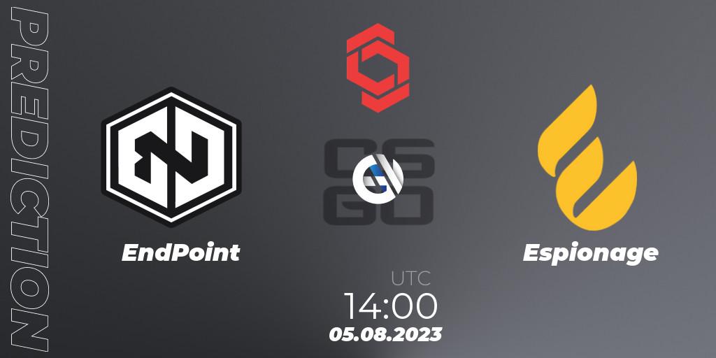 EndPoint vs Espionage: Match Prediction. 05.08.2023 at 14:00, Counter-Strike (CS2), CCT Central Europe Series #7
