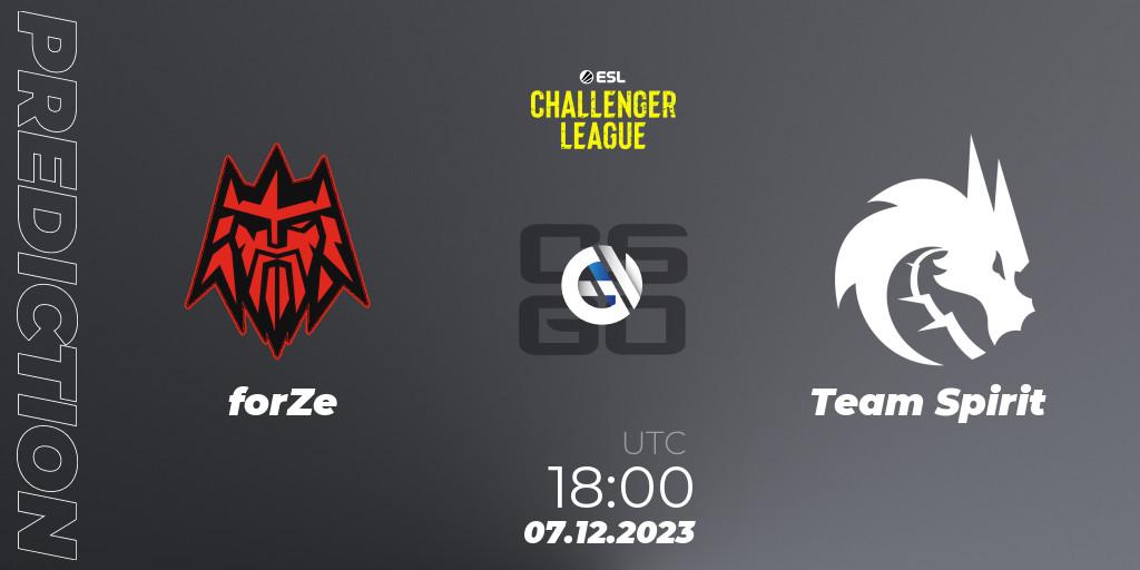 forZe vs Team Spirit: Match Prediction. 07.12.2023 at 18:00, Counter-Strike (CS2), ESL Challenger League Season 46: Europe
