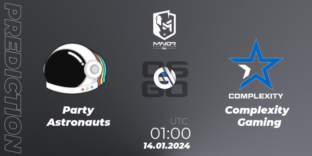 Party Astronauts vs Complexity Gaming: Match Prediction. 14.01.24, CS2 (CS:GO), PGL CS2 Major Copenhagen 2024 North America RMR Closed Qualifier