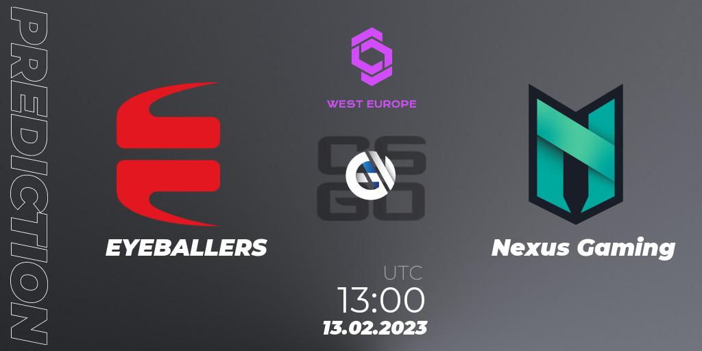 EYEBALLERS vs Nexus Gaming: Match Prediction. 13.02.2023 at 12:30, Counter-Strike (CS2), CCT West Europe Series #1