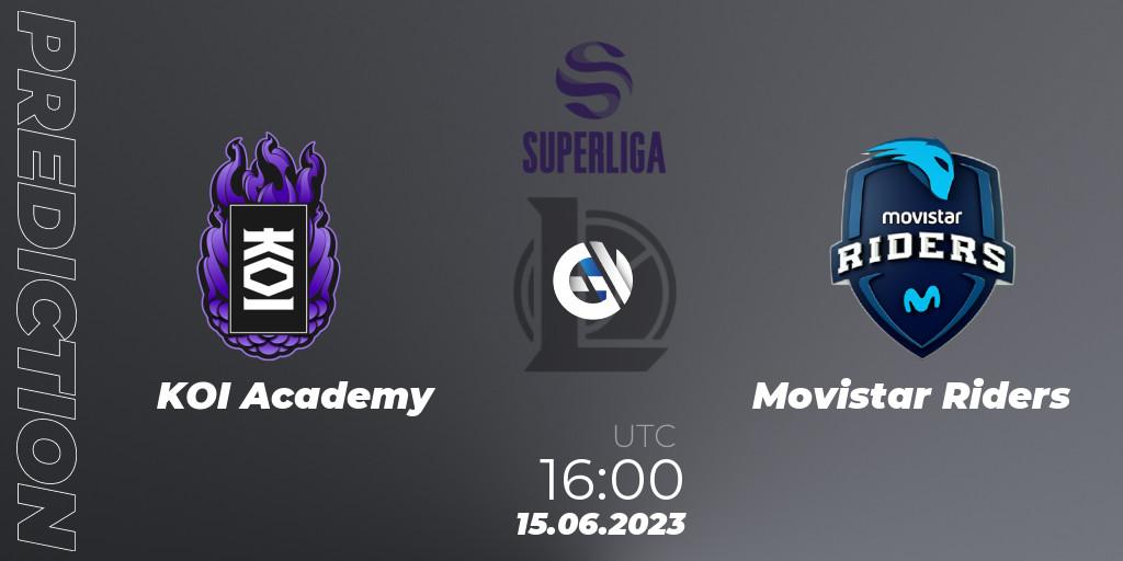KOI Academy vs Movistar Riders: Match Prediction. 15.06.2023 at 20:40, LoL, Superliga Summer 2023 - Group Stage
