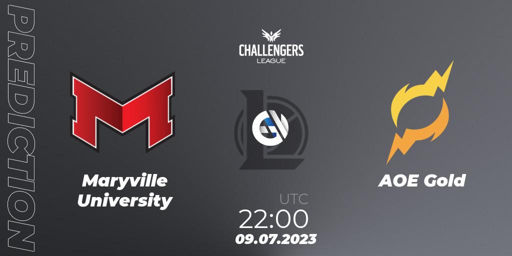 Maryville University vs AOE Gold: Match Prediction. 09.07.2023 at 22:00, LoL, North American Challengers League 2023 Summer - Group Stage