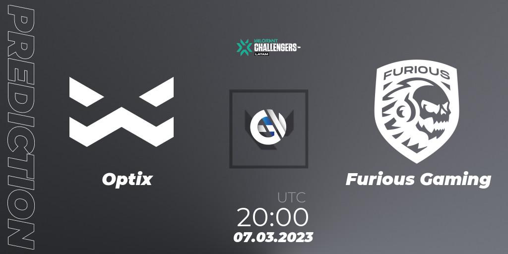 Optix vs Furious Gaming: Match Prediction. 07.03.23, VALORANT, VALORANT Challengers 2023: LAS Split 1