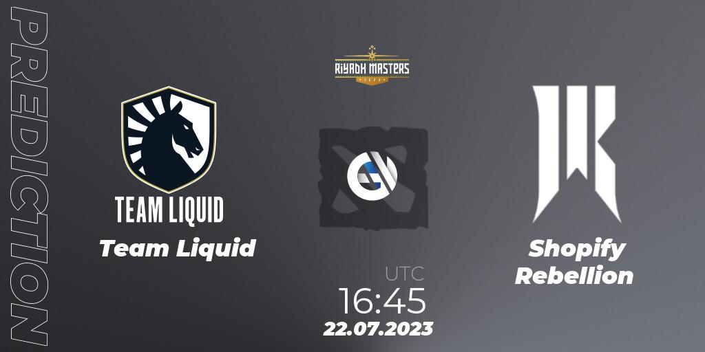 Team Liquid vs Shopify Rebellion: Match Prediction. 22.07.23, Dota 2, Riyadh Masters 2023 - Group Stage