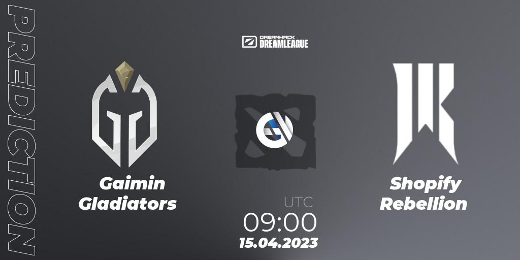 Gaimin Gladiators vs Shopify Rebellion: Match Prediction. 15.04.23, Dota 2, DreamLeague Season 19 - Group Stage 2