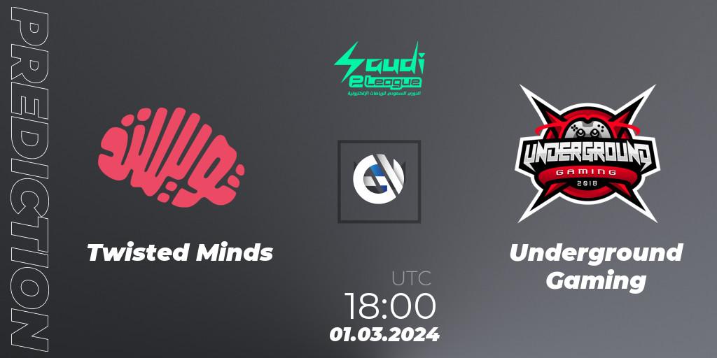 Twisted Minds vs Underground Gaming: Match Prediction. 01.03.2024 at 18:00, VALORANT, Saudi eLeague 2024: Major 1
