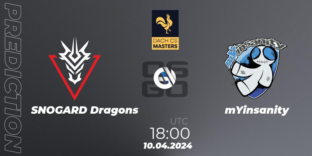 SNOGARD Dragons vs mYinsanity: Match Prediction. 10.04.24, CS2 (CS:GO), DACH CS Masters Season 1