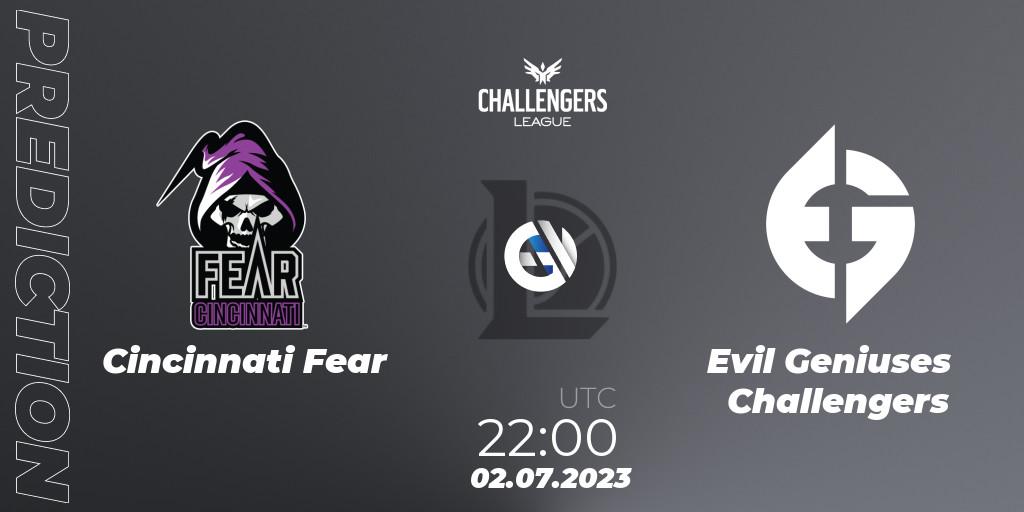 Cincinnati Fear vs Evil Geniuses Challengers: Match Prediction. 19.06.2023 at 00:00, LoL, North American Challengers League 2023 Summer - Group Stage