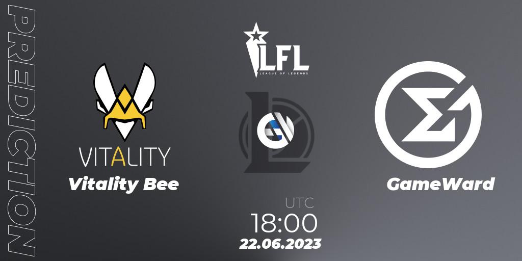 Vitality Bee vs GameWard: Match Prediction. 22.06.2023 at 18:00, LoL, LFL Summer 2023 - Group Stage