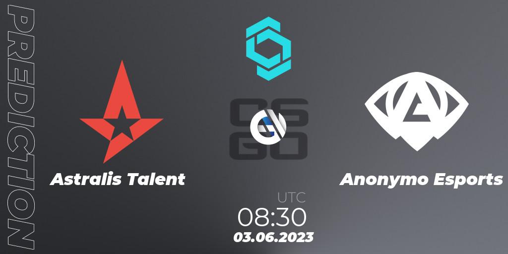 Astralis Talent vs Anonymo Esports: Match Prediction. 03.06.23, CS2 (CS:GO), CCT North Europe Series 5