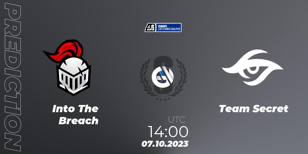 Into The Breach vs Team Secret: Match Prediction. 07.10.2023 at 14:00, Rainbow Six, Europe League 2023 - Stage 2 - Last Chance Qualifiers