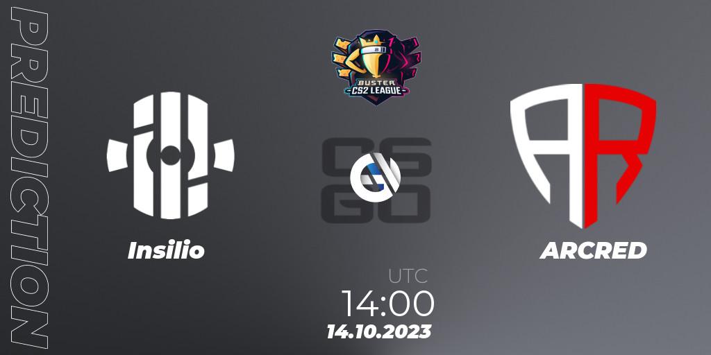 Insilio vs ARCRED: Match Prediction. 14.10.2023 at 14:00, Counter-Strike (CS2), Buster CS2 League