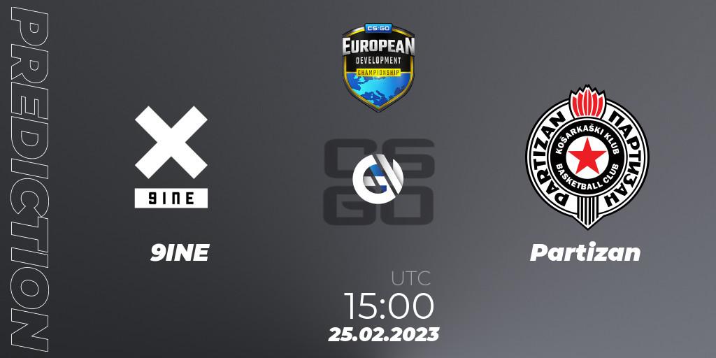 9INE vs Partizan: Match Prediction. 25.02.2023 at 15:00, Counter-Strike (CS2), European Development Championship 7