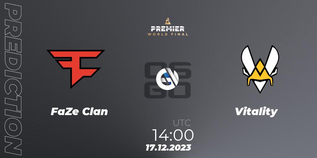 FaZe Clan vs Vitality: Match Prediction. 17.12.23, CS2 (CS:GO), BLAST Premier World Final 2023