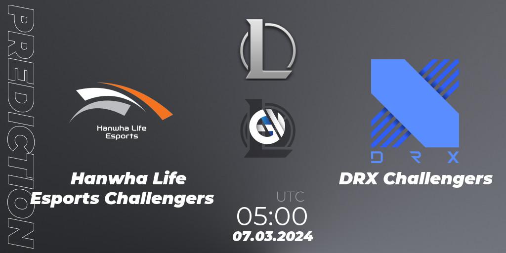 Hanwha Life Esports Challengers vs DRX Challengers: Match Prediction. 07.03.24, LoL, LCK Challengers League 2024 Spring - Group Stage
