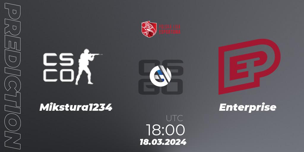 Mikstura1234 vs Enterprise: Match Prediction. 18.03.24, CS2 (CS:GO), Polska Liga Esportowa 2024: Split #1