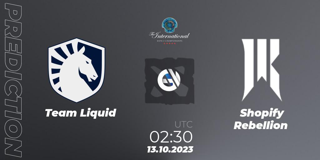 Team Liquid vs Shopify Rebellion: Match Prediction. 13.10.23, Dota 2, The International 2023 - Group Stage