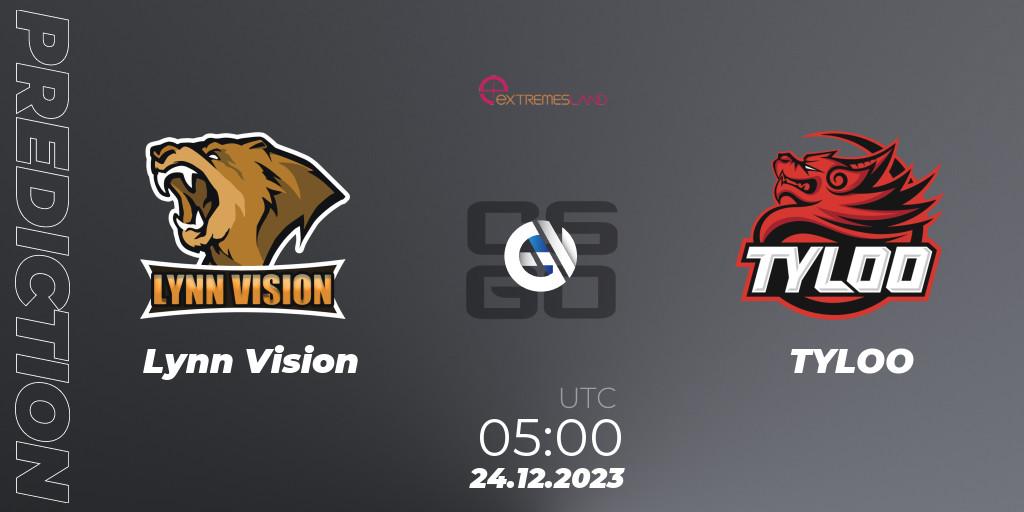 Lynn Vision vs TYLOO: Match Prediction. 24.12.2023 at 05:00, Counter-Strike (CS2), eXTREMESLAND 2023: Chinese Qualifier