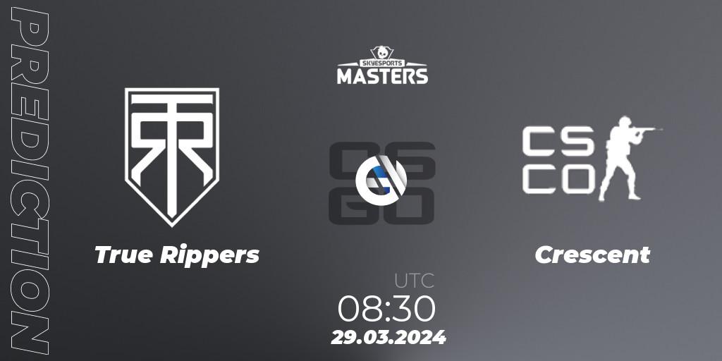 True Rippers vs Crescent: Match Prediction. 29.03.2024 at 08:30, Counter-Strike (CS2), Skyesports Masters 2024: Indian Qualifier