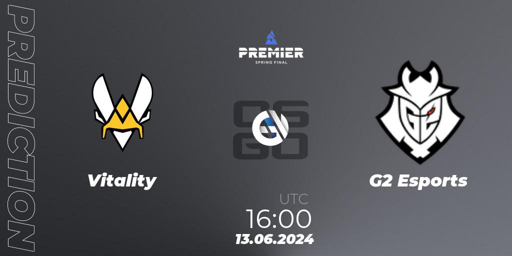 Vitality vs G2 Esports: Match Prediction. 13.06.2024 at 16:05, Counter-Strike (CS2), BLAST Premier Spring Final 2024