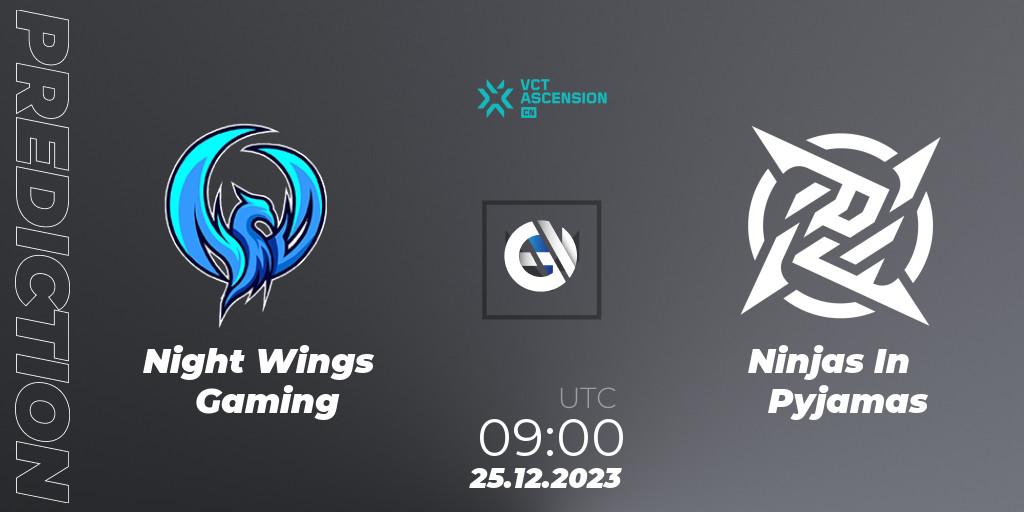 Night Wings Gaming vs Ninjas In Pyjamas: Match Prediction. 25.12.23, VALORANT, VALORANT China Ascension 2023