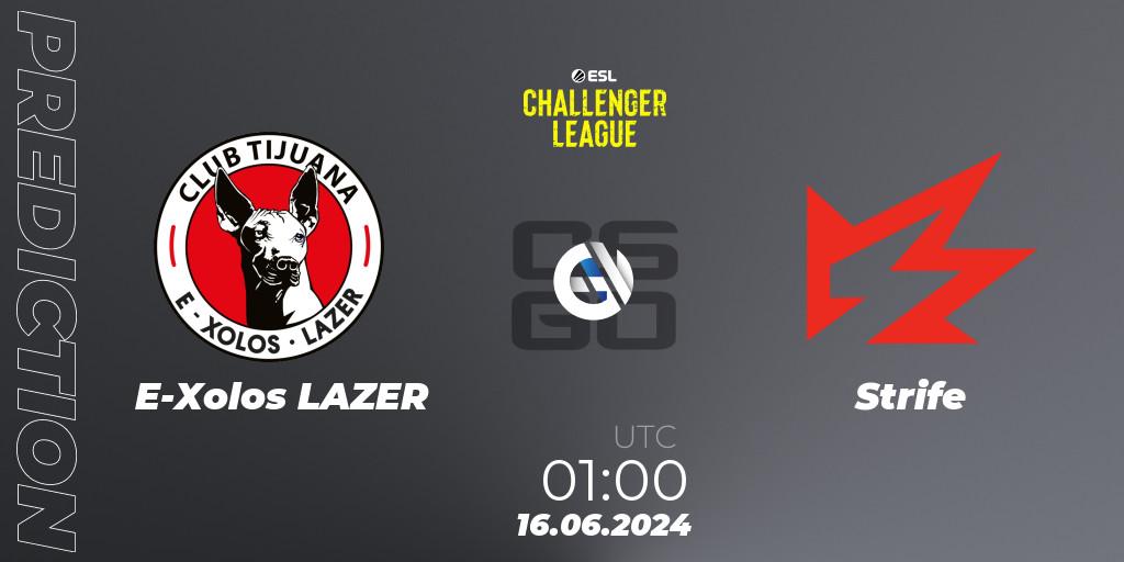 E-Xolos LAZER vs Strife: Match Prediction. 16.06.2024 at 01:00, Counter-Strike (CS2), ESL Challenger League Season 47 Relegation: North America
