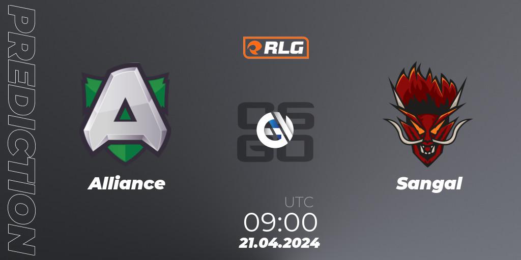 Alliance vs Sangal: Match Prediction. 21.04.24, CS2 (CS:GO), RES European Series #2