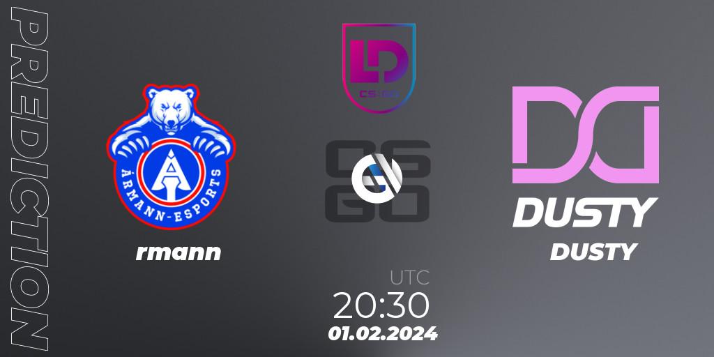 Ármann vs DUSTY: Match Prediction. 01.02.24, CS2 (CS:GO), Icelandic Esports League Season 8: Regular Season