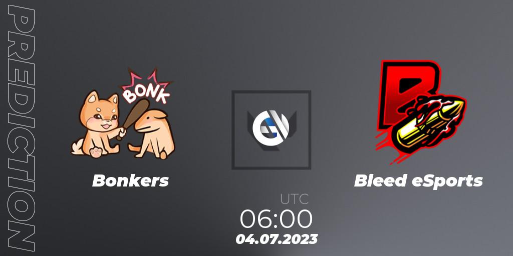 Bonkers vs Bleed eSports: Match Prediction. 04.07.2023 at 06:00, VALORANT, VALORANT Challengers Ascension 2023: Pacific - Group Stage
